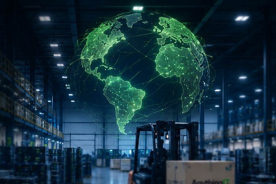 Digital network representing global IT asset recovery